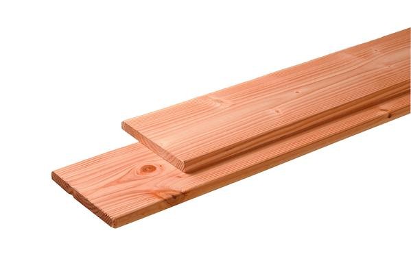 Douglas plank 1 zijde geschaafd. 1 zijde fijnbezaagd 2.8x24.5x500 cm onbehandeld