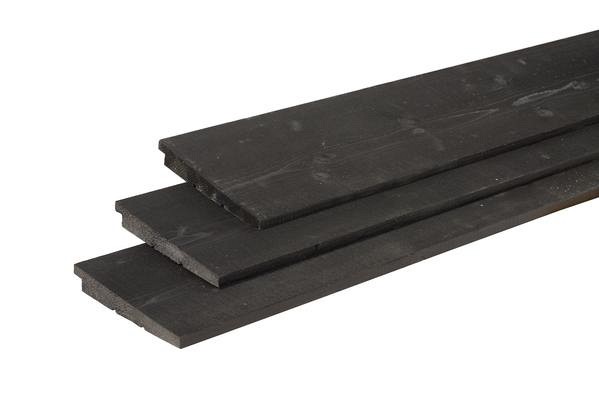 Vuren Zweeds rabat 1 zijde geschaafd, 1 zijde fijnbezaagd 1,1-2,7x19,5x300 cm, zwart gedompeld