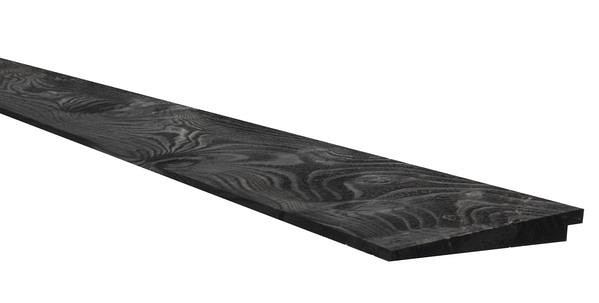 Vuren Zweeds rabat 1 zijde geschaafd. 1 zijde fijnbezaagd. 1.1-2.7x19.5x500 cm zwart gespoten