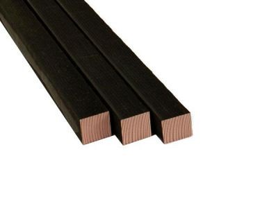 Douglas geschaafde paal 4,5x4,5x300 cm, zwart gespoten.