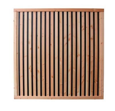 Douglas geschaafd rhombus plankenscherm met zwarte binnenkant, 180x180 cm, zwart/onbehandeld.