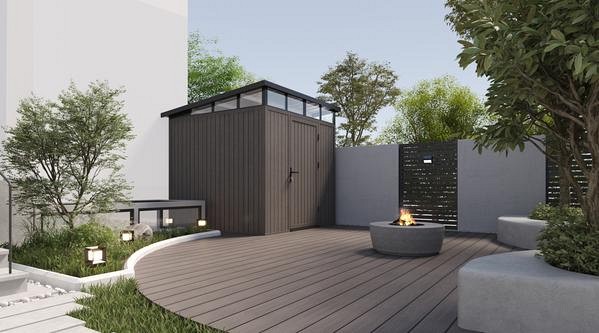 NewTechWood berging met enkele deur, 222 x 210 cm, Silver Gray