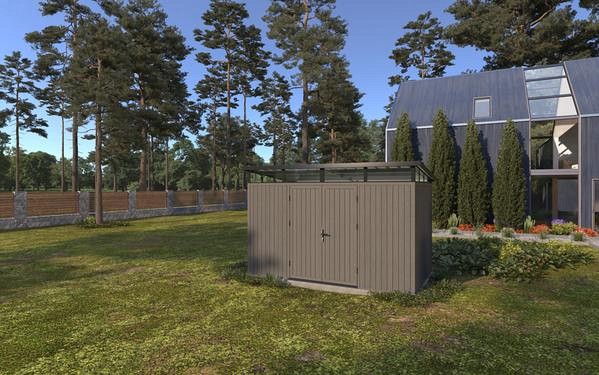 NewTechWood berging met dubbele deur, 344 x 210 cm, Silver Gray