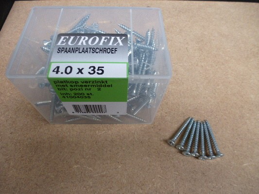 Spaanplaatschroef pozidrive 4.0X35 (200ST) PK  verzinkt kuip