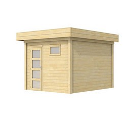 Topvision tuinhuis Tapuit 300x300 cm, met enkele deur en raam, groen geïmpregneerd.
