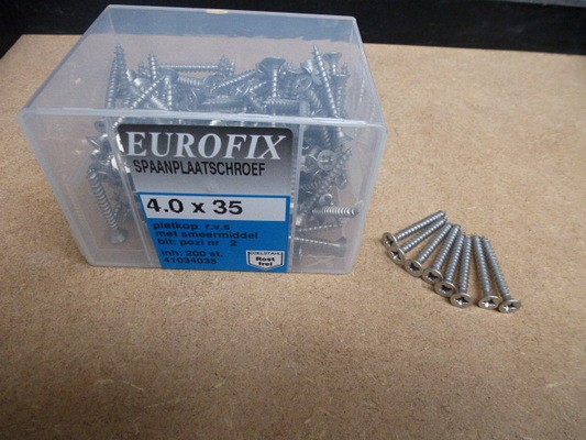 Spaanplaatschroef pozidrive 4.0X50 (200ST) PK RVS kuip