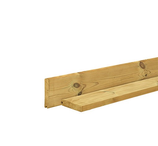 Grenen blokhutplank (afdekplank) 2,8x13,5x200 cm, groen geïmpregneerd.