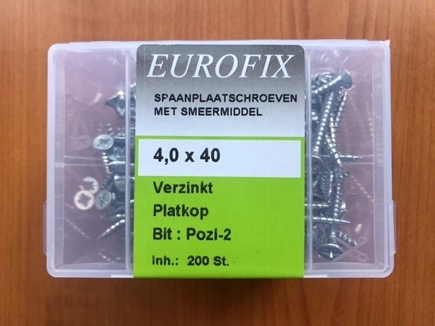 Spaanplaatschroef pozidrive 4.0X40 (200ST) PK verzinkt kuip
