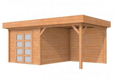 Hillhout douglas Topvision tuinhuis Roek 298x298 cm, luifel 300 cm, met dubbele deur, kleurloos geïmpregneerd.
