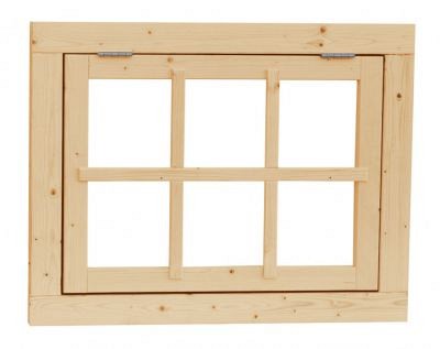 Vuren 6-ruits uitzetraam. 91x70 cm, onbehandeld.