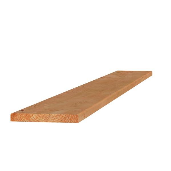 Douglas plank 1 zijde geschaafd, 1 zijde fijnbezaagd 2,8x24,5x400 cm, onbehandeld.