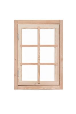 Vuren 6-ruits uitzetraam. 91x70 cm, groen geïmpregneerd.