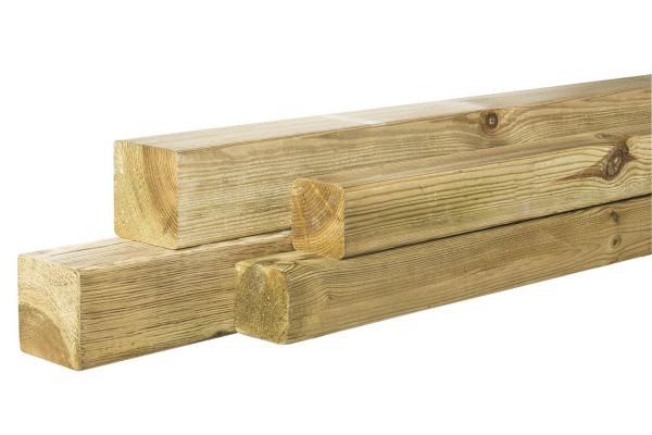 Grenen geschaafde paal 6,8x6,8x210cm, zonder diamantkop, gr geïmpregneerd