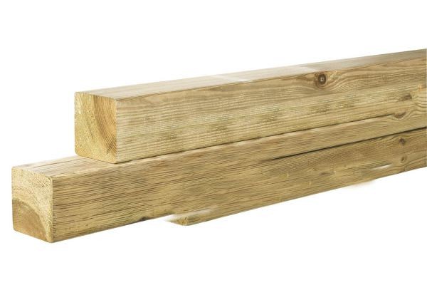 Grenen geschaafde paal 8,8x8,8x400 cm, zonder diamantkop, groen geïmpregneerd.